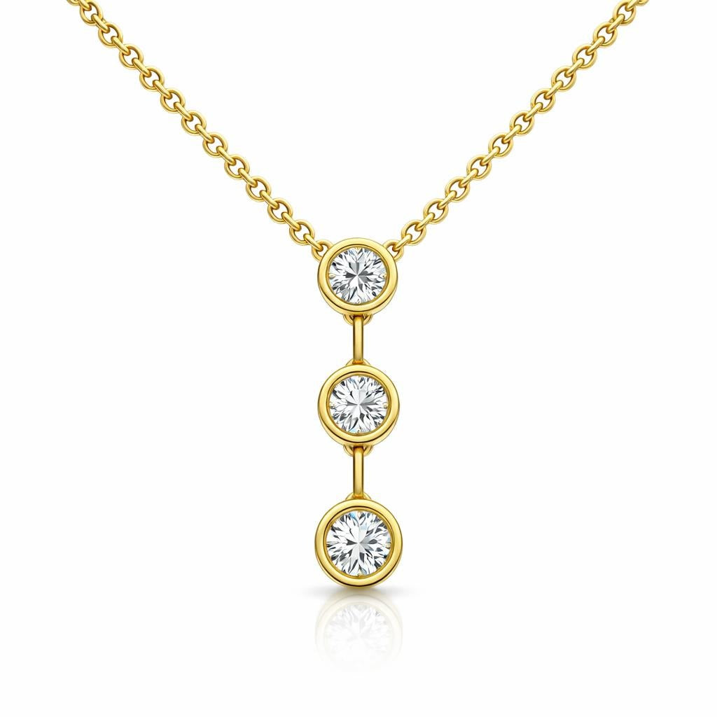 10 Karat Yellow Gold Bezel Drop Necklace