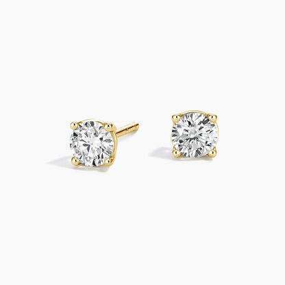 14K Yellow Gold Round Lab Diamond Solitaire Studs 0.50 CTW