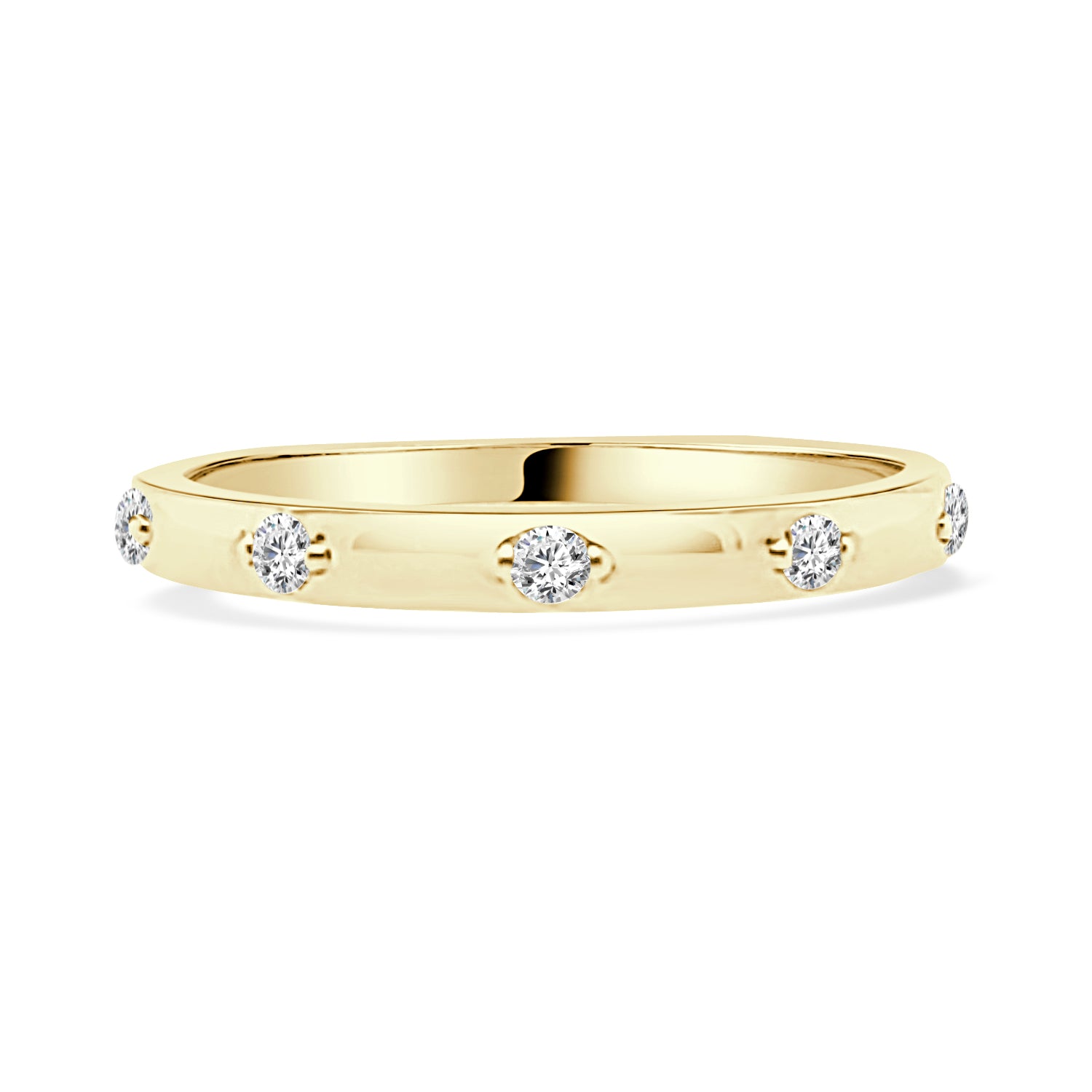 10K Yellow Gold 5 Stone Station Ring with Natural Diamond 0.10 ct