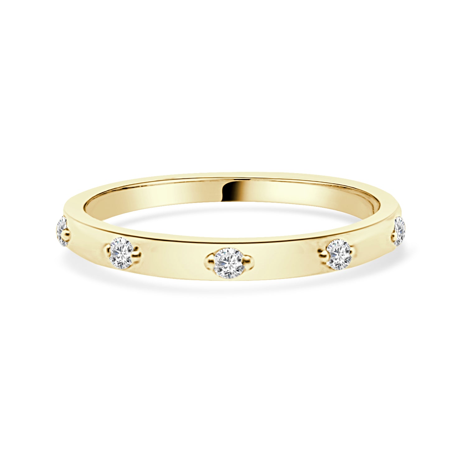 10K Yellow Gold 5 Stone Station Ring with Natural Diamond 0.10 ct