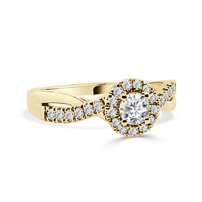 Twist Round 0.50 ct Natural Diamond Engagement Ring in 14K Yellow Gold