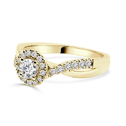 Twist Round 0.50 ct Natural Diamond Engagement Ring in 14K Yellow Gold