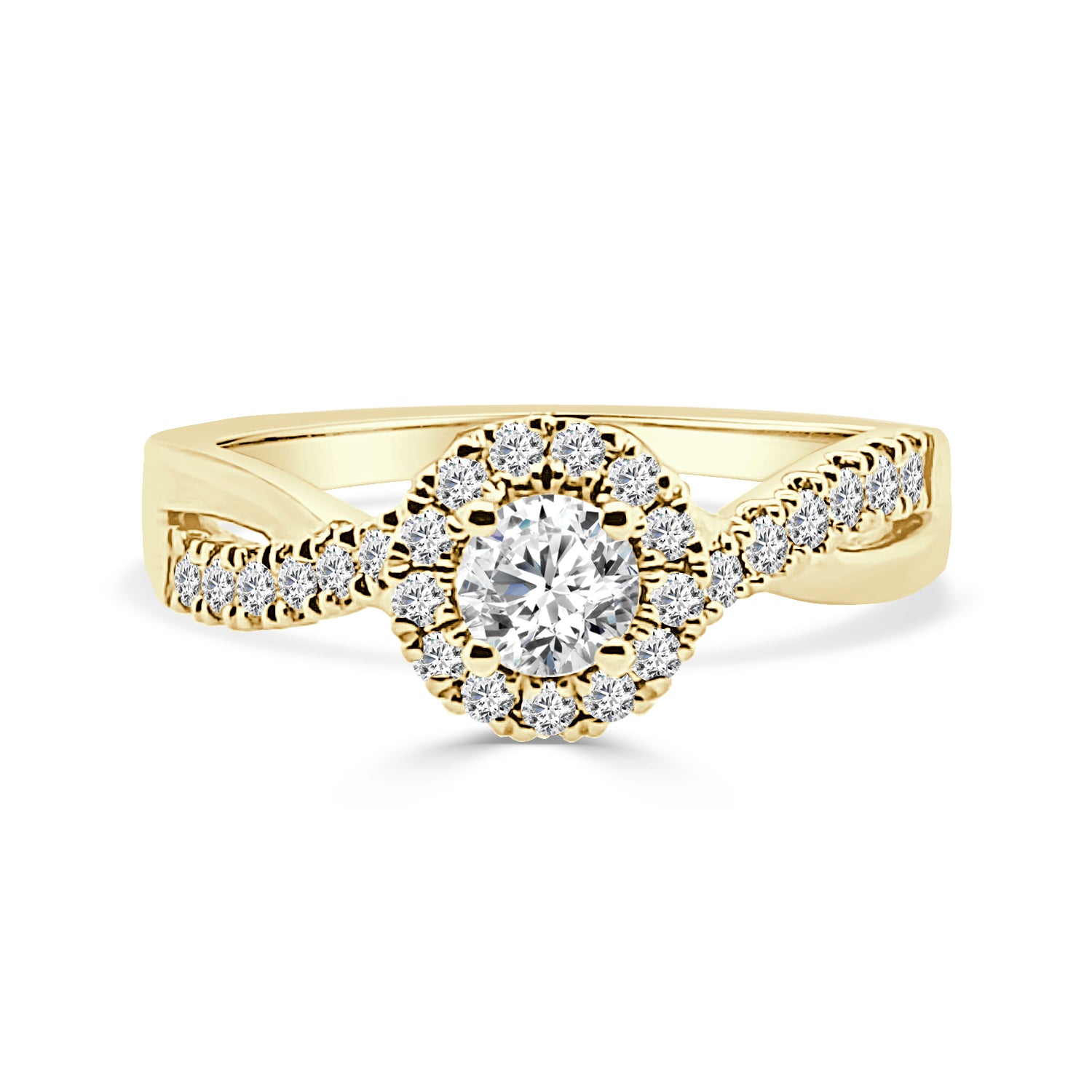 Twist Round 0.50 ct Natural Diamond Engagement Ring in 14K Yellow Gold