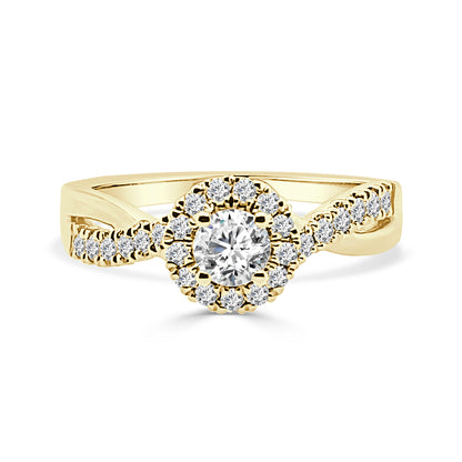 Twist Round 0.50 ct Natural Diamond Engagement Ring in 14K Yellow Gold