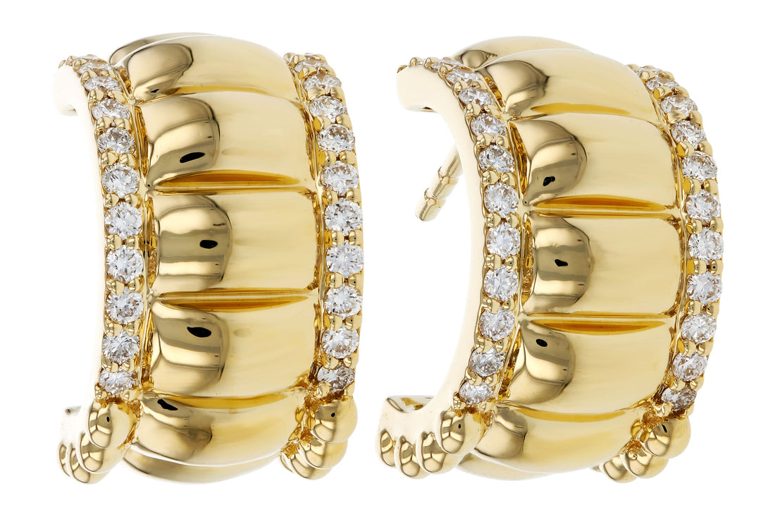 14 Karat Yellow Gold Earrings with Diamonds