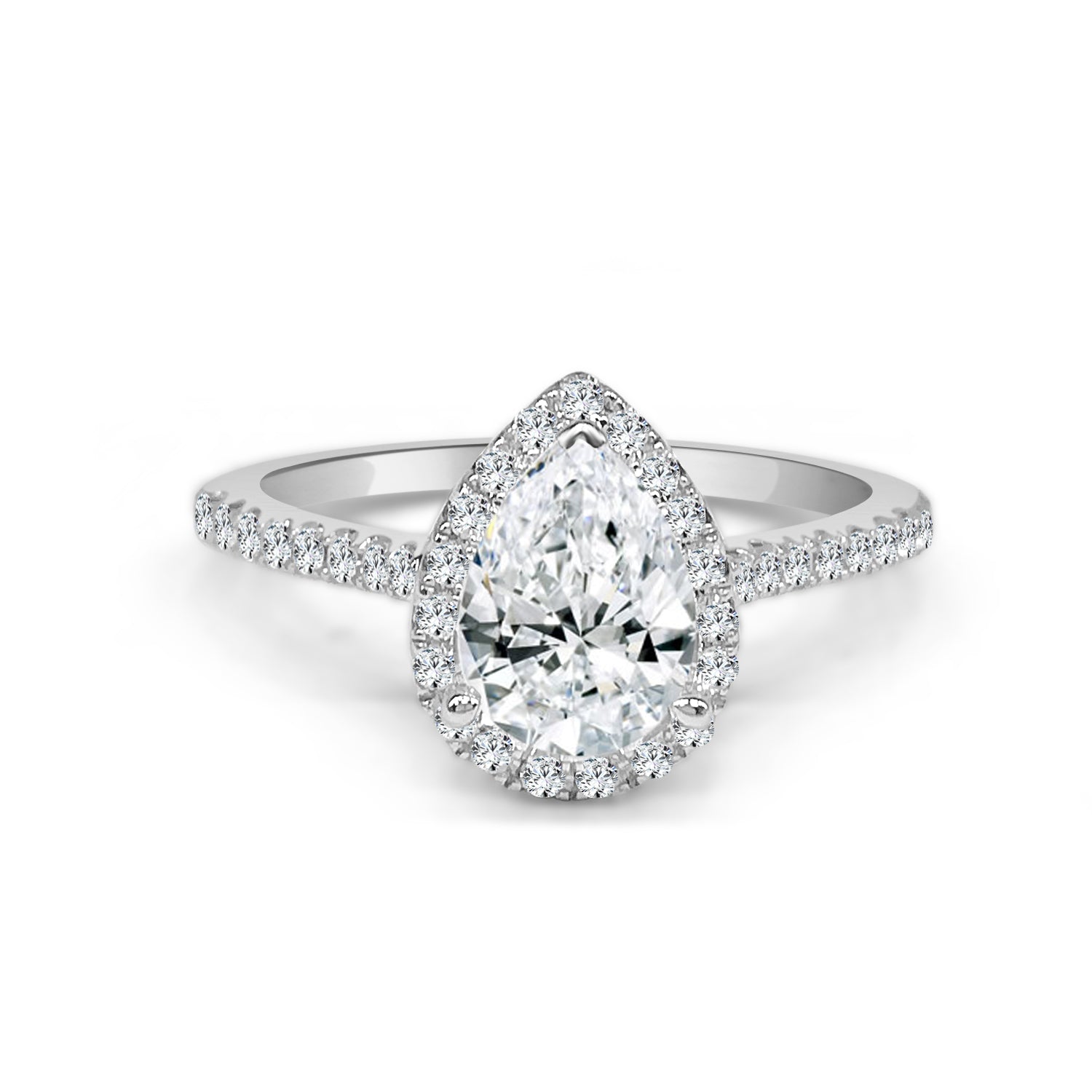 14K White Gold Pear-Shaped Engagement Mounting