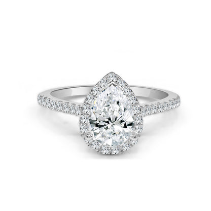 14K White Gold Pear-Shaped Engagement Mounting