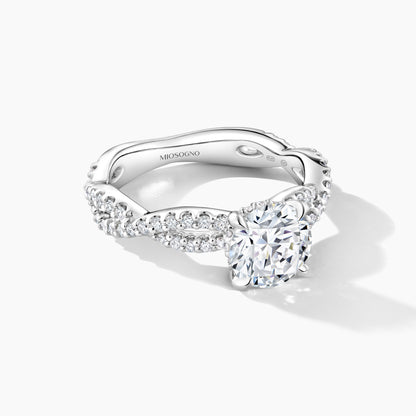 Platinum Diamond Twist Shank Engagement Mounting with Hidden Halo