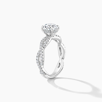 Platinum Diamond Twist Shank Engagement Mounting with Hidden Halo