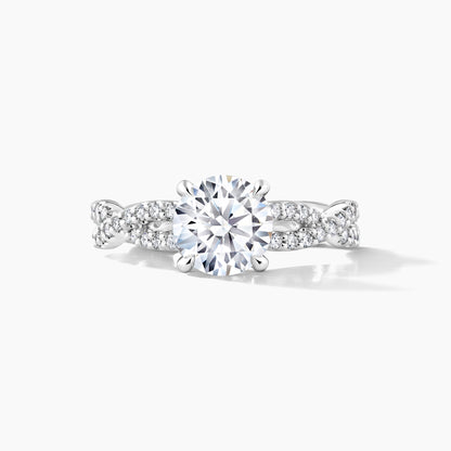 Platinum Diamond Twist Shank Engagement Mounting with Hidden Halo