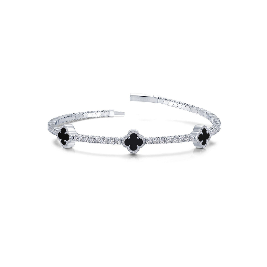 Sterling Silver Clover Bangle Bracelet with Lassaire 2.4