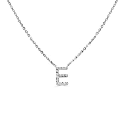 Sterling Silver Diamond Initial E Necklace with Natural Diamond 0.04 ct