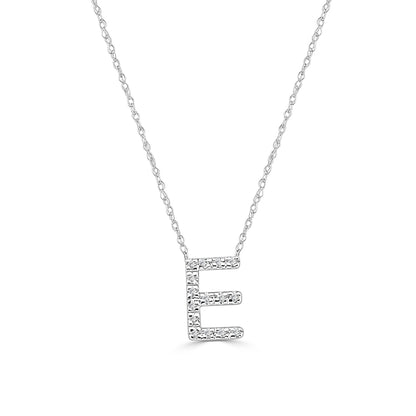 Sterling Silver Diamond Initial E Necklace with Natural Diamond 0.04 ct