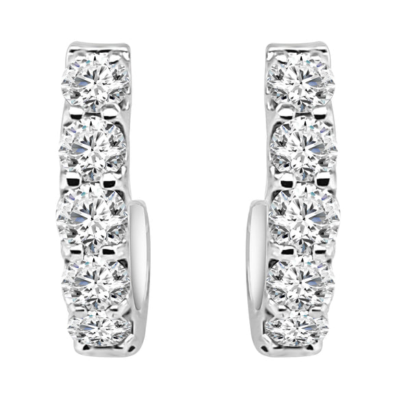 1.00 ct Round Natural Diamond 5 Stone Earrings in 14K White Gold