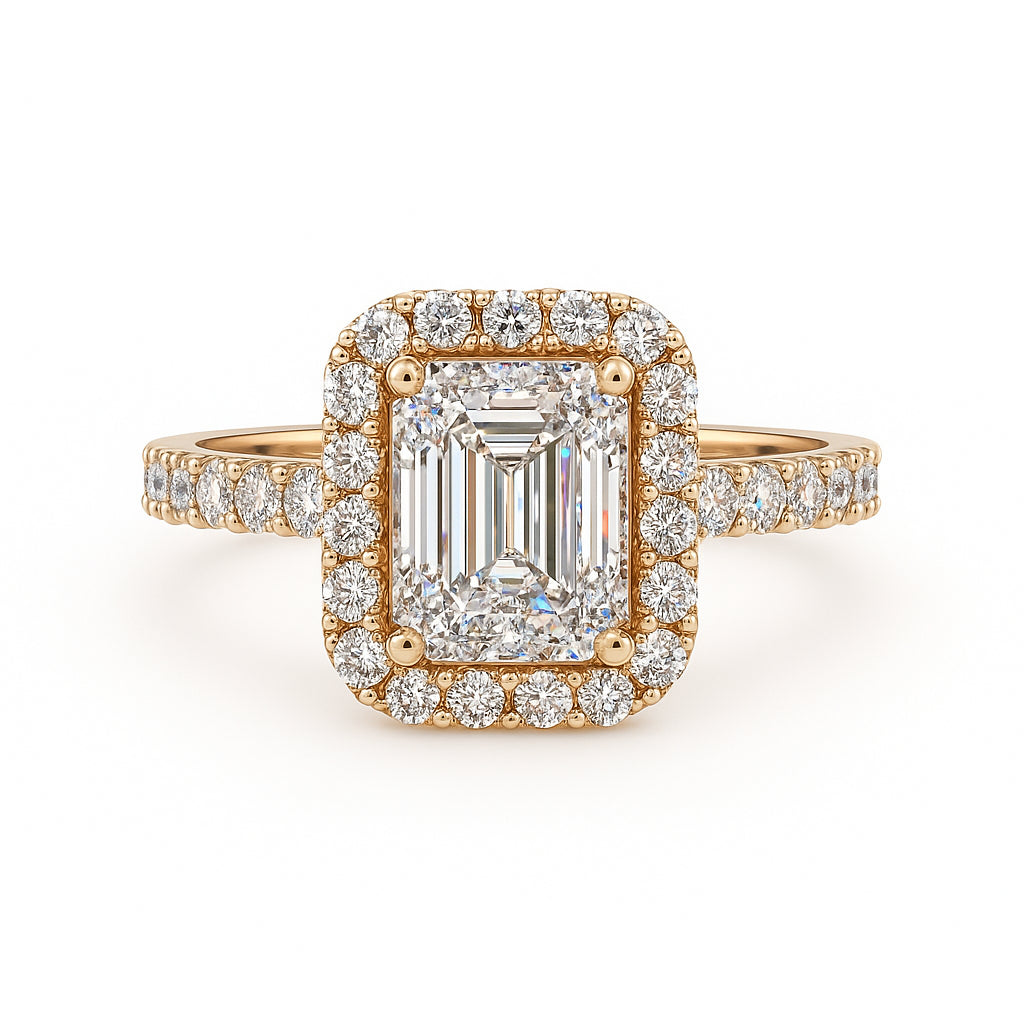 Emerald Shape 1.00 Lab Diamond Engagement Ring in 14 Karat Yellow Gold