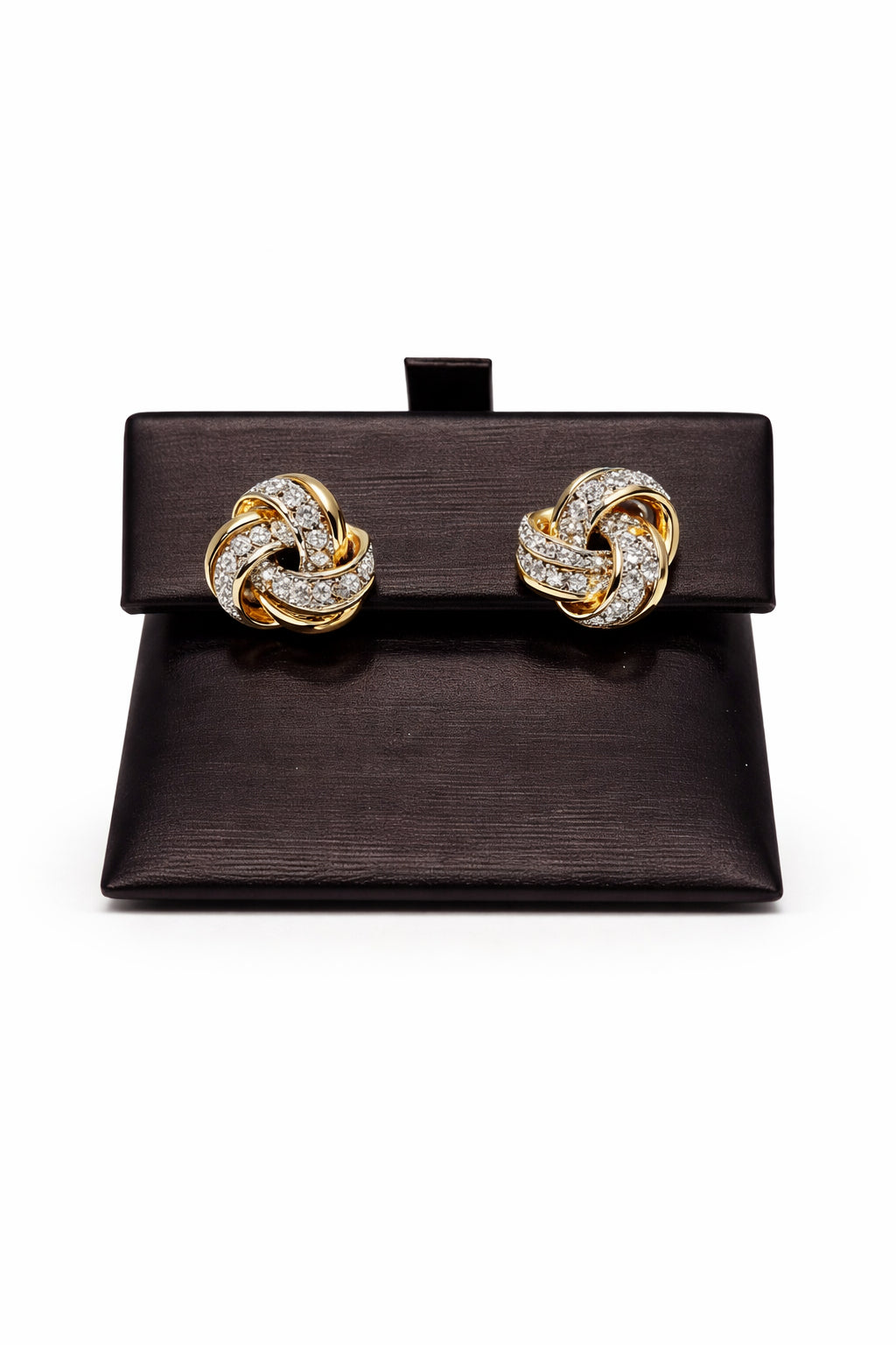 Love Knot Natural Diamond Earrings in 10 Karat Yellow Gold - 0.16 Carat