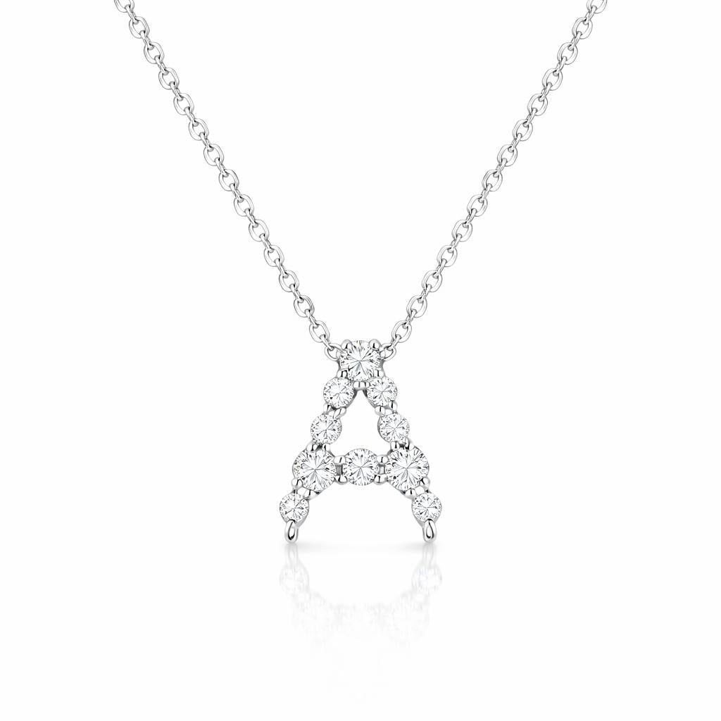 14 Karat White Gold Letter A Initial Pendant Necklace