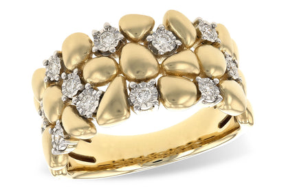 Yellow Gold Pebble Diamond Ring - 14K Two-Tone, Natural Diamond 0.20 ct
