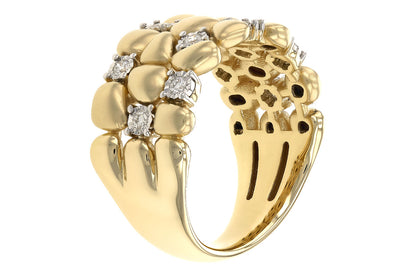 Yellow Gold Pebble Diamond Ring - 14K Two-Tone, Natural Diamond 0.20 ct