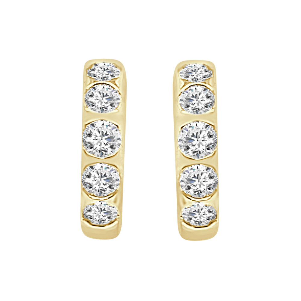 10K Yellow Gold Natural Diamond Round Huggie Earrings - 0.50 Carat