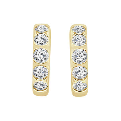 10K Yellow Gold Natural Diamond Round Huggie Earrings - 0.50 Carat