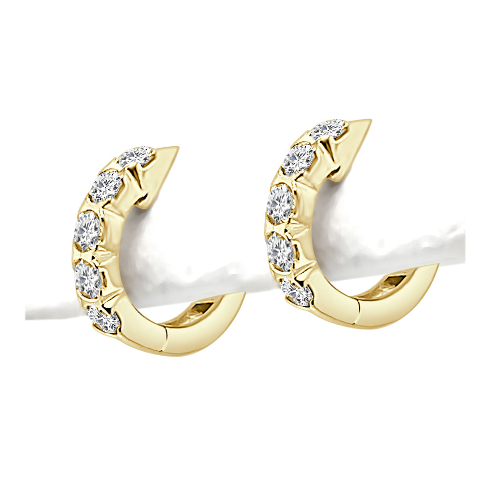 10K Yellow Gold Natural Diamond Round Huggie Earrings - 0.50 Carat