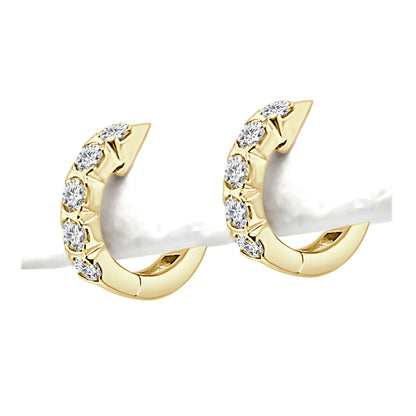 10K Yellow Gold Natural Diamond Round Huggie Earrings - 0.50 Carat