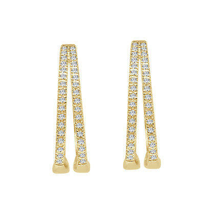 Double Row Natural Diamond Earrings in 10 Karat Yellow Gold - 0.25 Carat