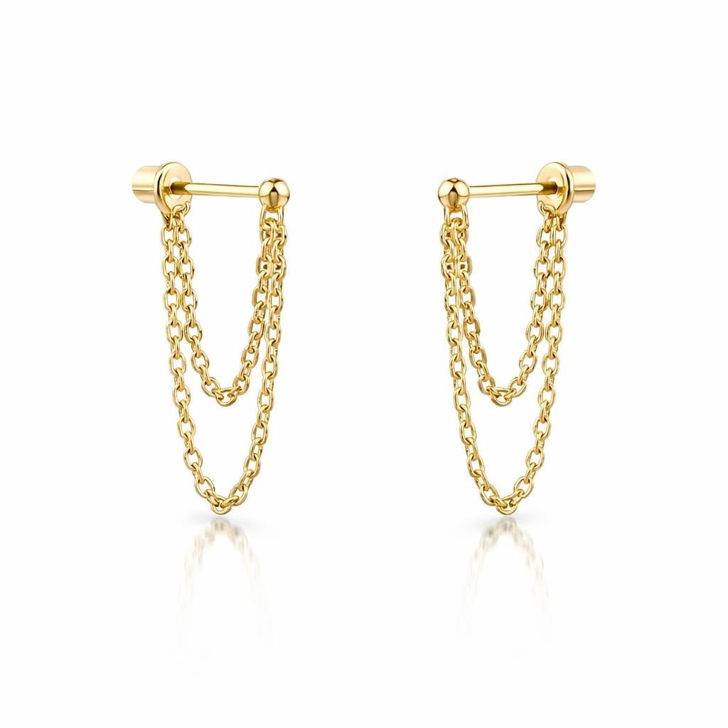 Double Chain Front-to-Back Earrings