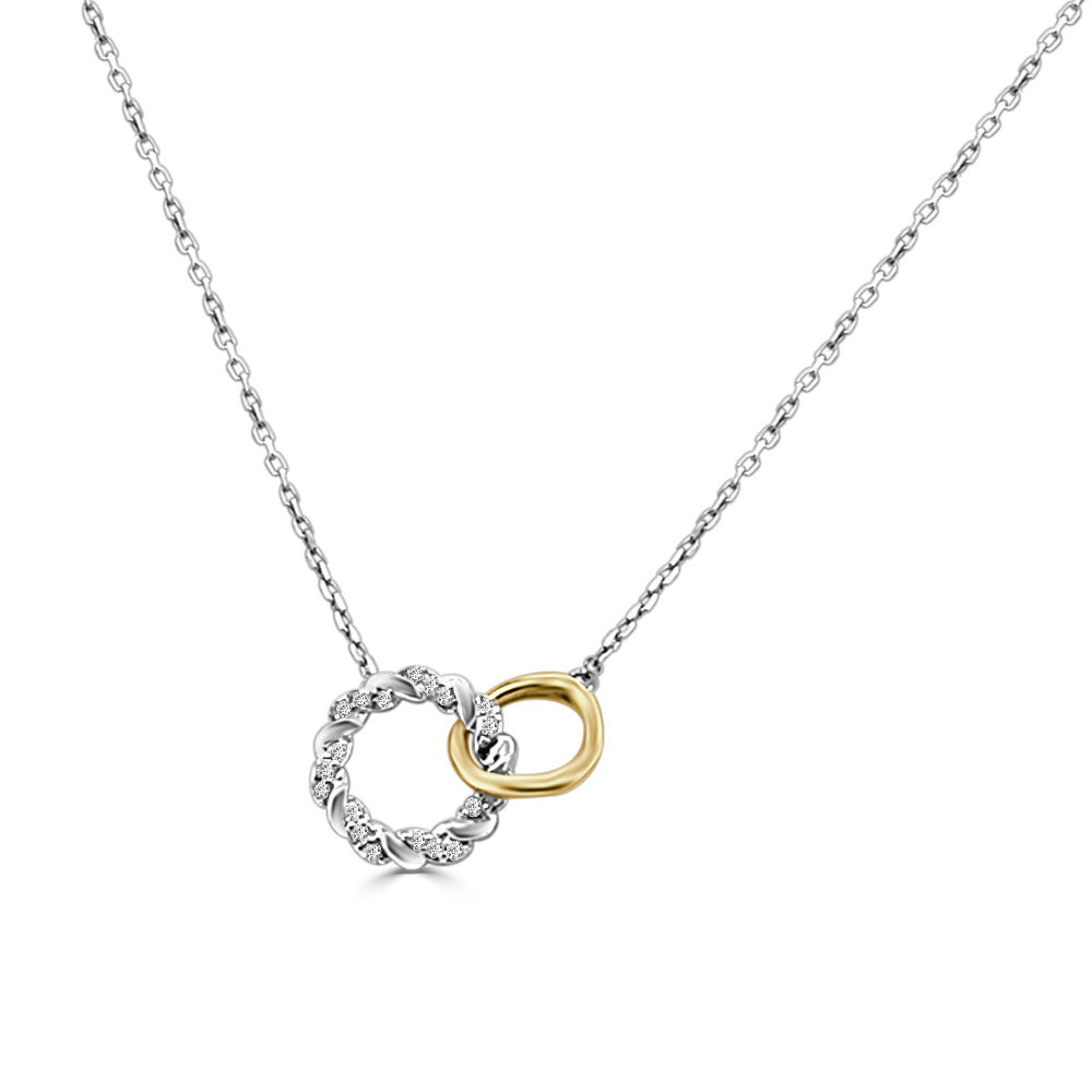 10 Karat Two-Tone Natural Diamond Necklace with 0.08 Carat Sparkle