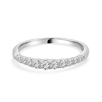 10K White Gold Round Natural Diamond Graduated Wedding Band (0.33 ct)