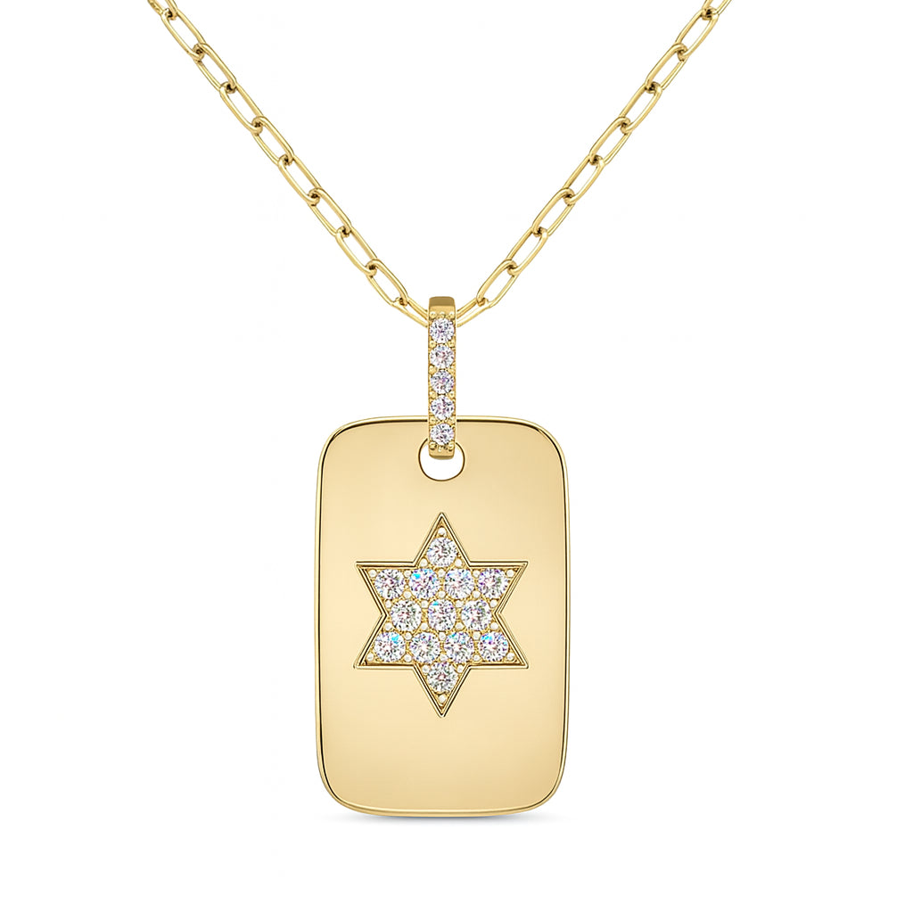Hexagram Diamond Necklace in 14K Yellow Gold - 0.09 Carat