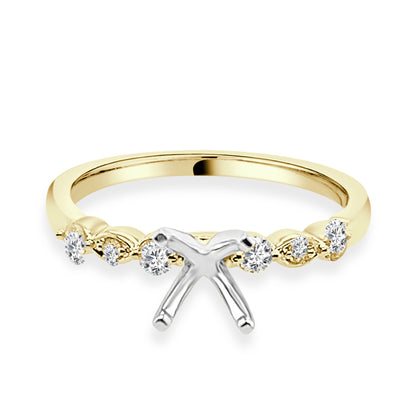 14K Yellow Gold Diamond Round Semi-Mount Engagement Ring Setting 0.16ct