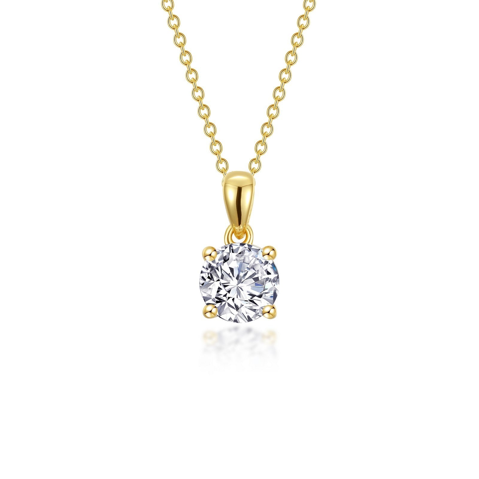 Gold Plated Sterling Silver Solitaire Necklace with Lassaire 1.50 Carat