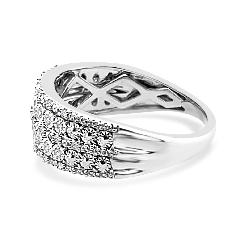 Elegant 5 Row Illusion Set Diamond Ring in 10 Karat White Gold with Natural Round Shape Diamonds (0.25 ct)