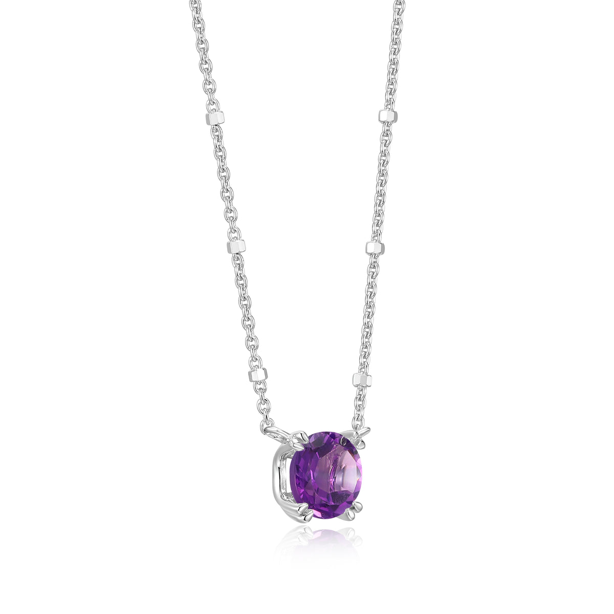 Beaded Cable Amethyst Necklace