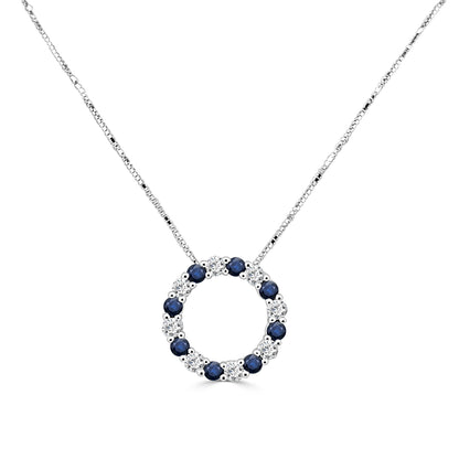 14K White Gold Blue Sapphire Necklace - 0.479 Carat