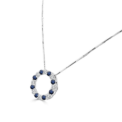 14K White Gold Blue Sapphire Necklace - 0.479 Carat