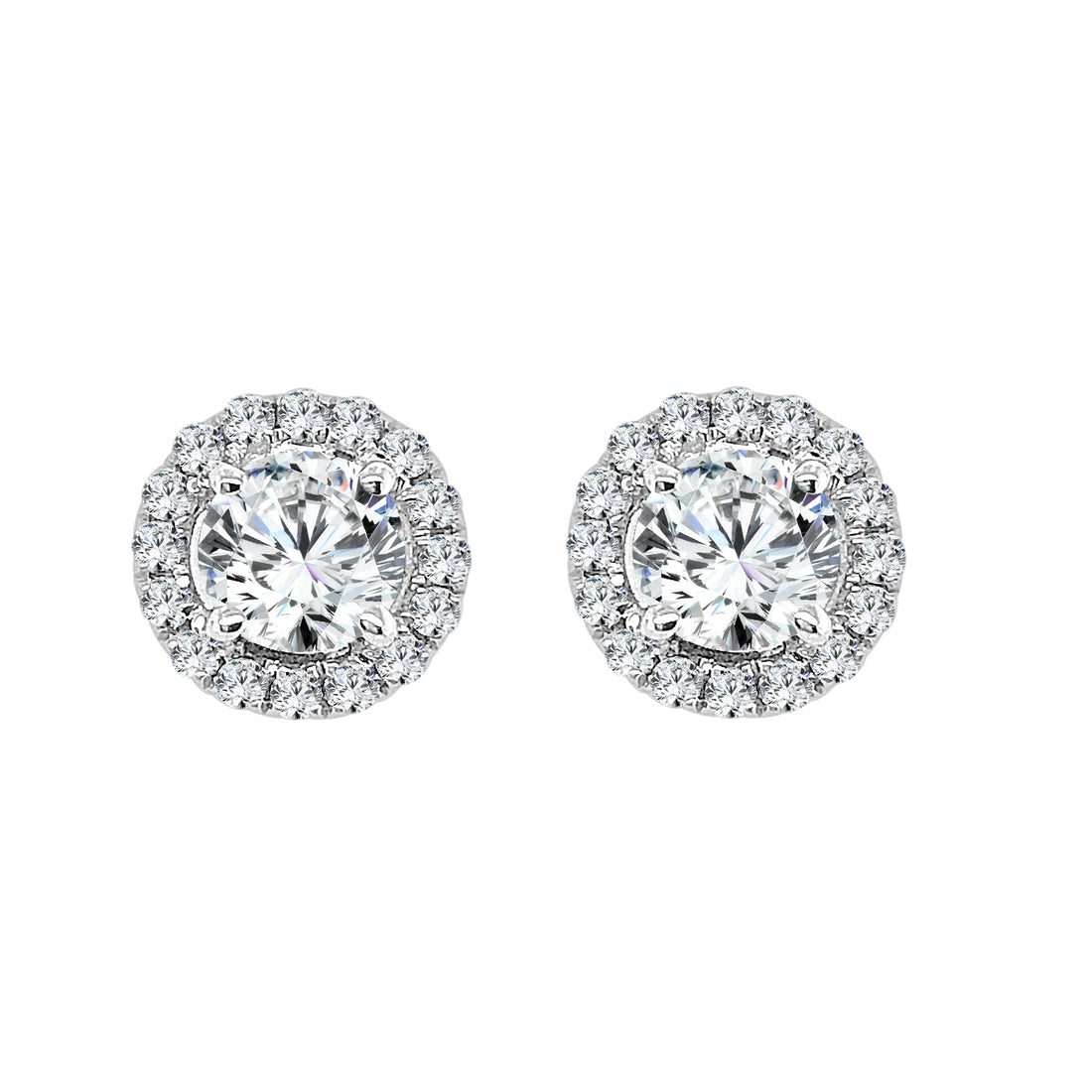 14K White Gold Halo Earrings with 0.22 ct Natural Diamond