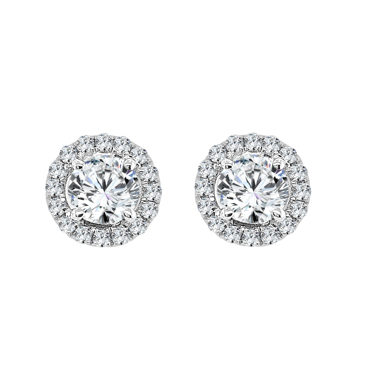 14 Karat White Gold Halo Earrings with Natural Diamond 0.22CT