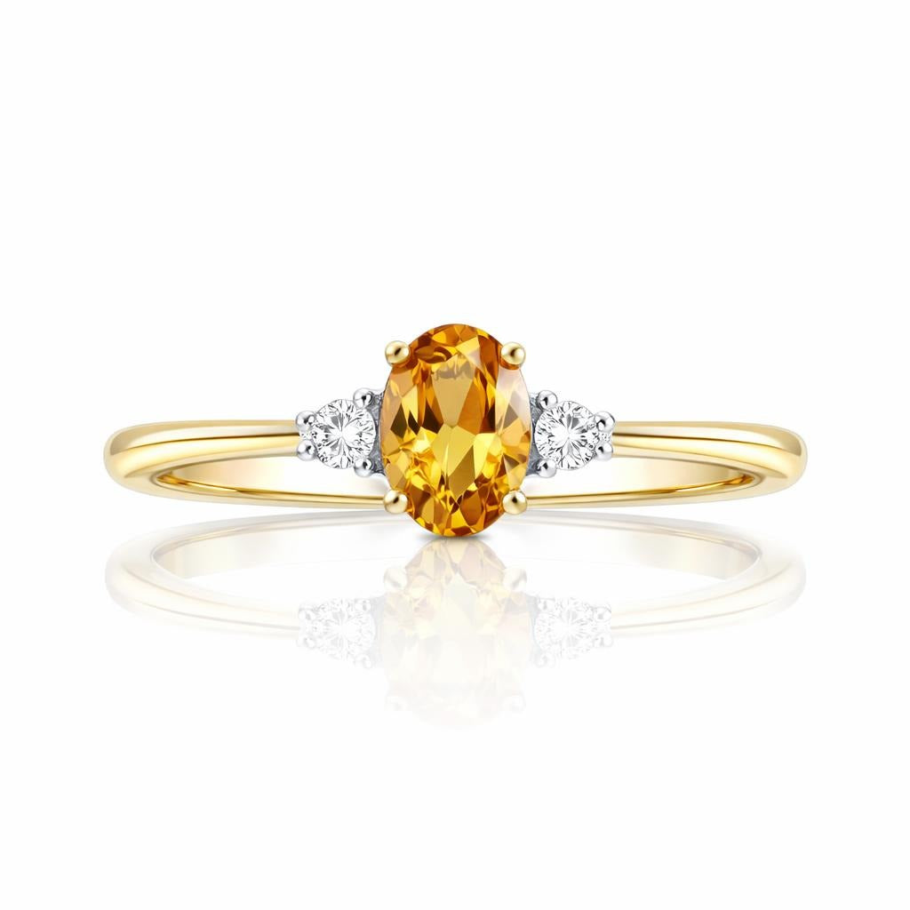 Elegant 10TT Ring with Oval Citrine and Diamonds