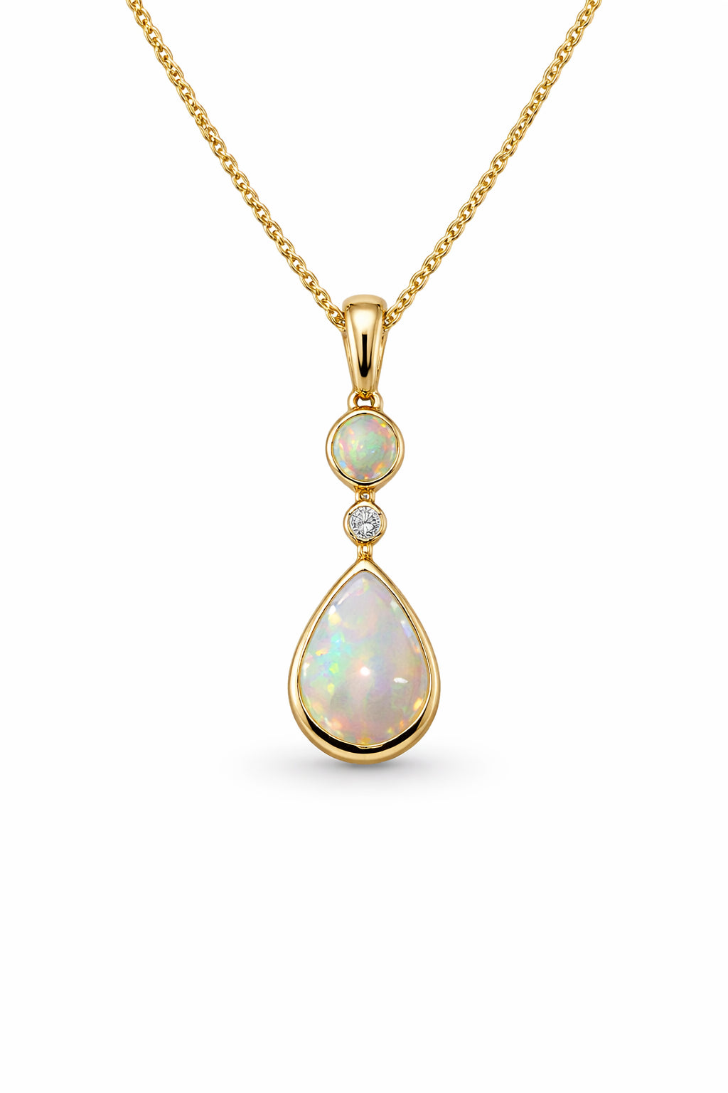 14K Yellow Gold Opal Pendant Necklace - 0.50 Carat