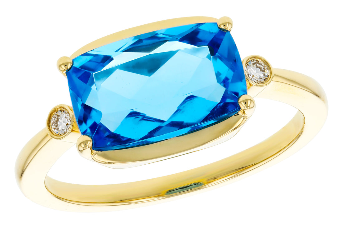 14 Karat Yellow Gold Ring with Blue Stone