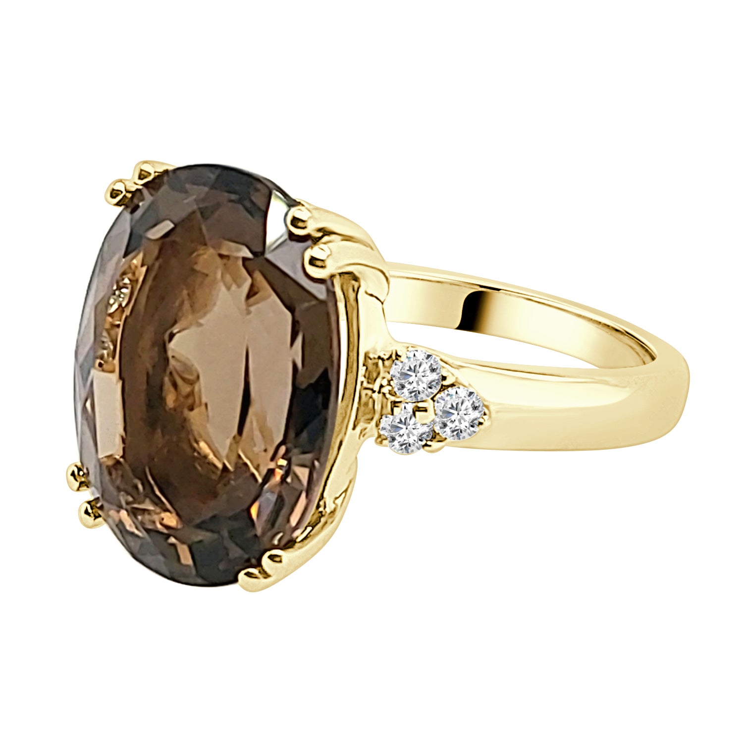 14 Karat Yellow Gold Oval Smokey Topaz Ring (12.00)