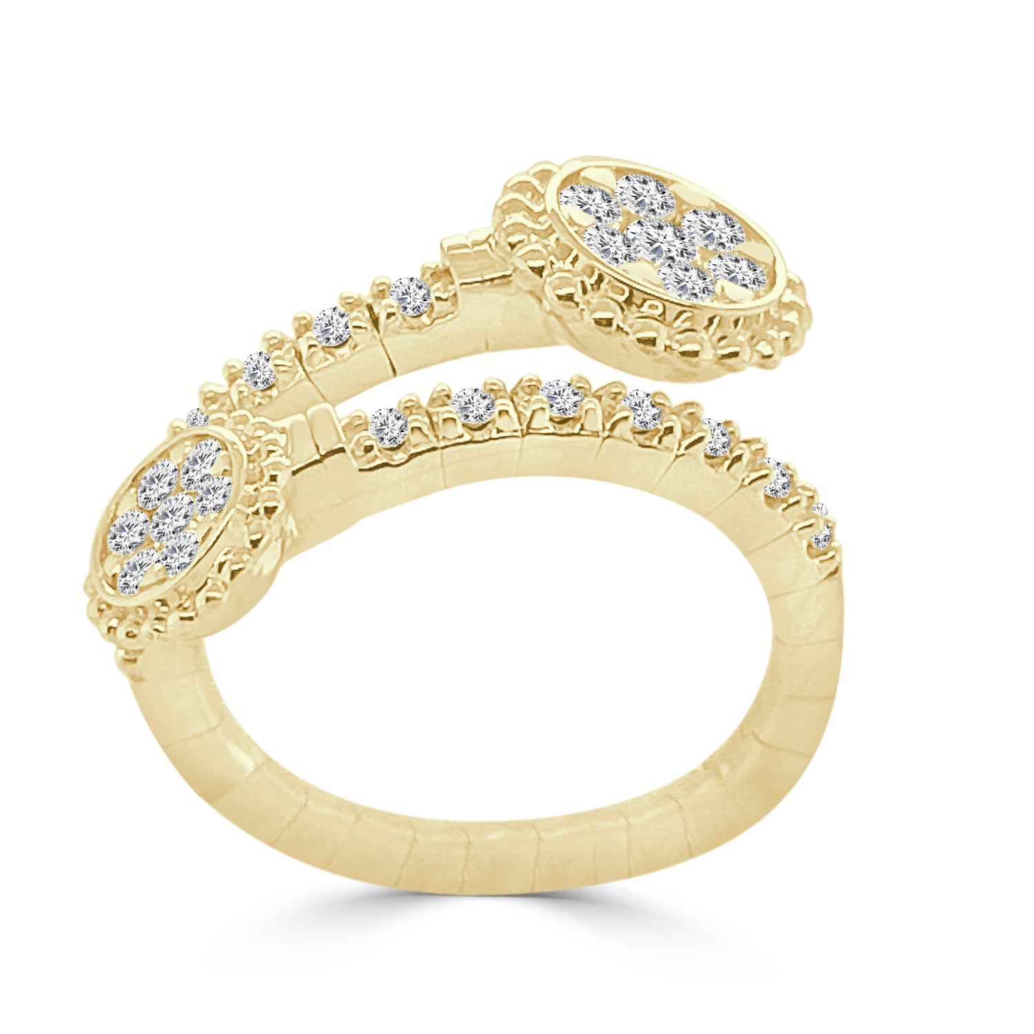 18K Yellow Gold Natural Diamond Open Flex Round Shape Ring (0.55 ct)