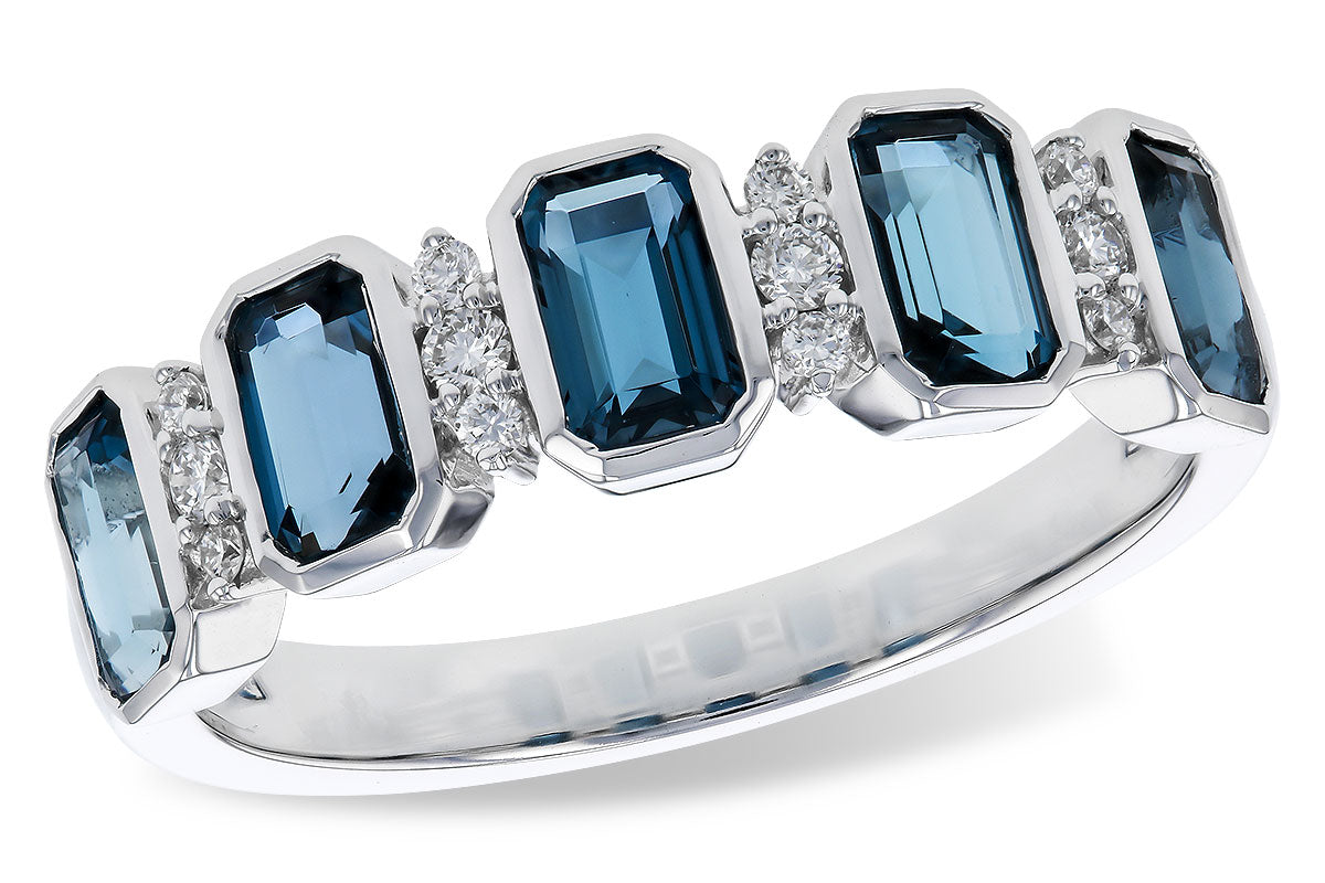 Embrace Elegance: 14 Karat White Gold London Blue Topaz and Diamond Bezel-Set Ring - 1.46 ct