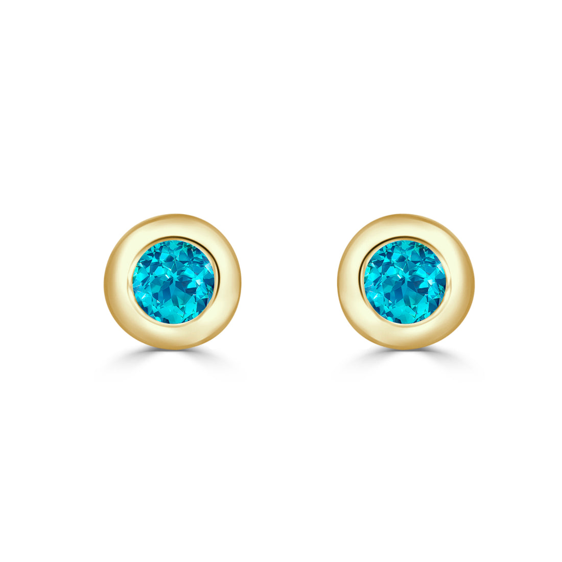 14K White Gold Bezel Set Blue Topaz Earrings - 0.25 Carat