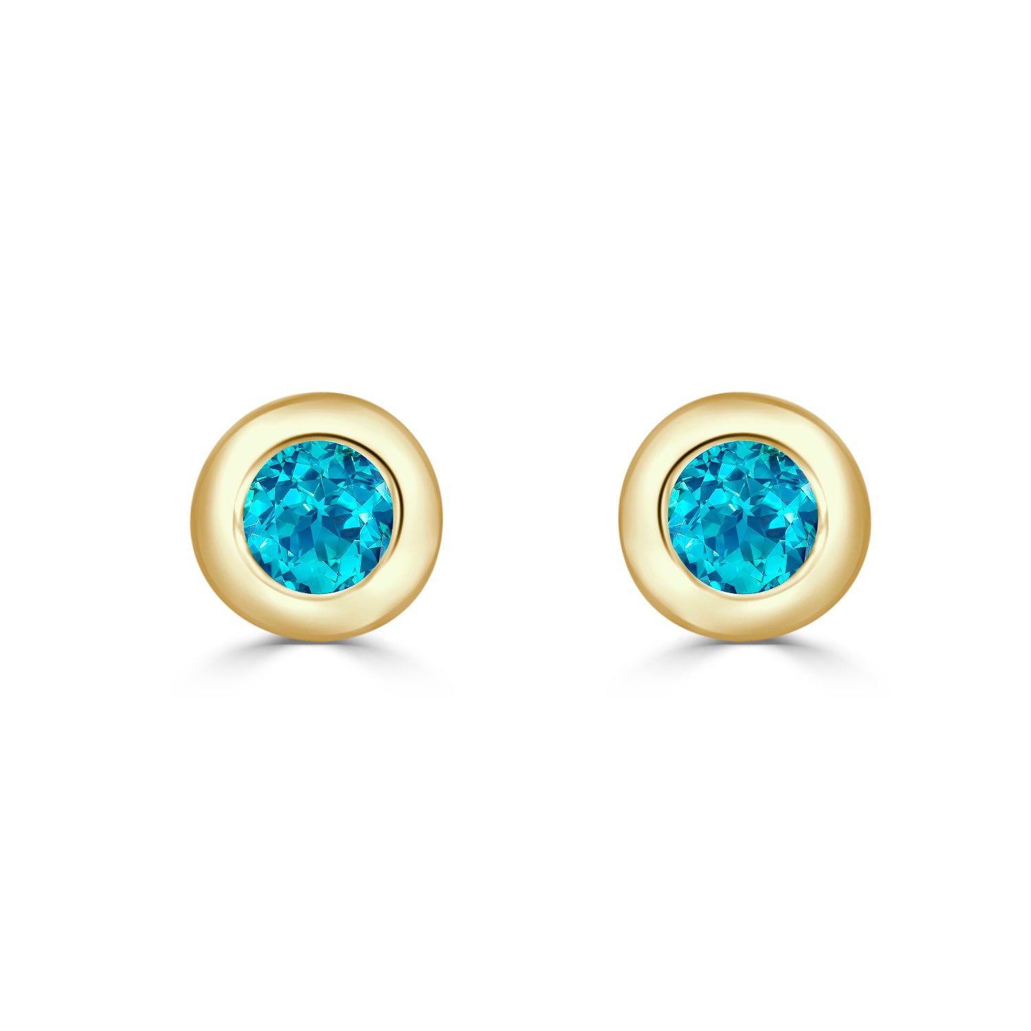 14K White Gold Bezel Set Blue Topaz Earrings - 0.25 Carat