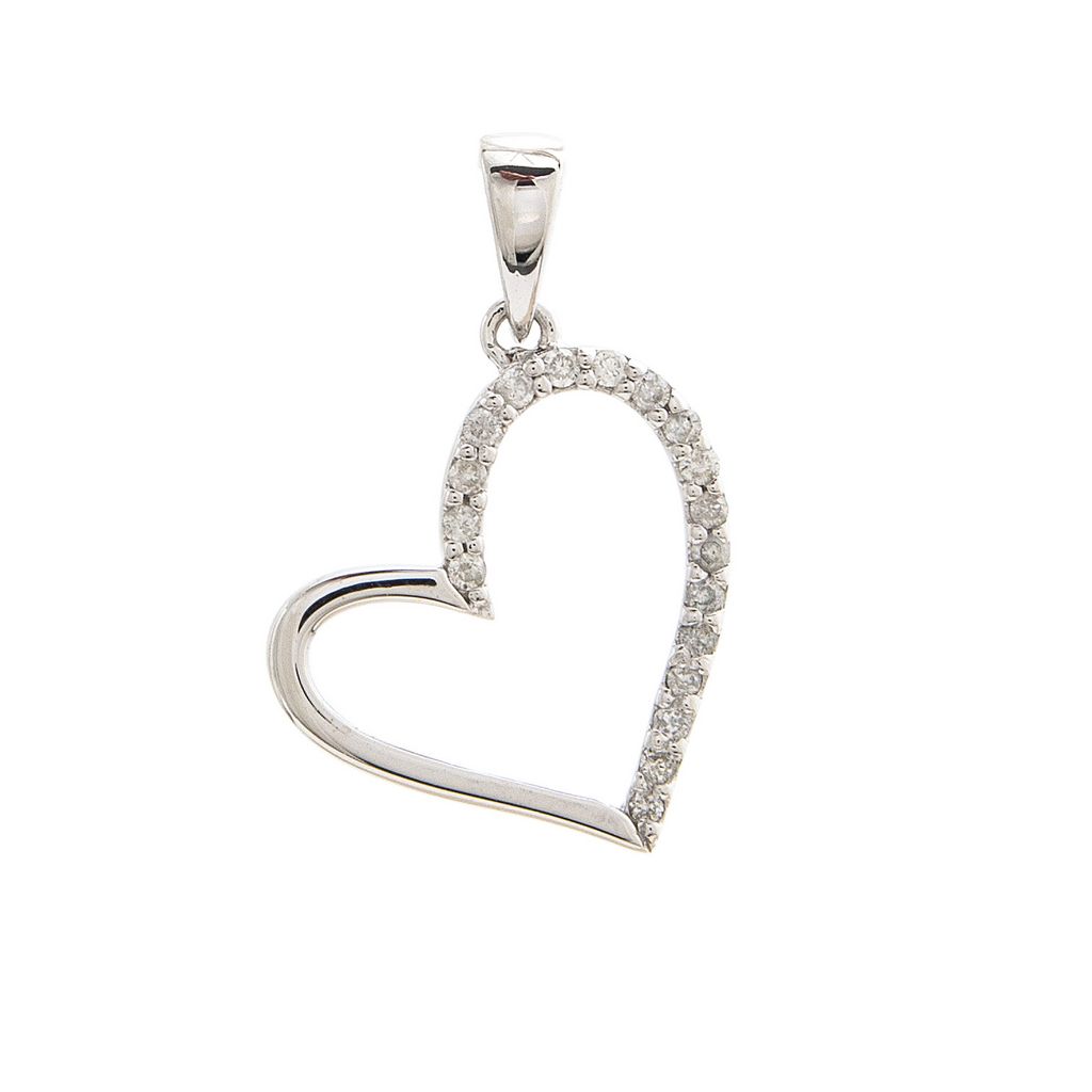 14K White Gold Open Dangling Necklace with 0.11 ct Natural Diamond