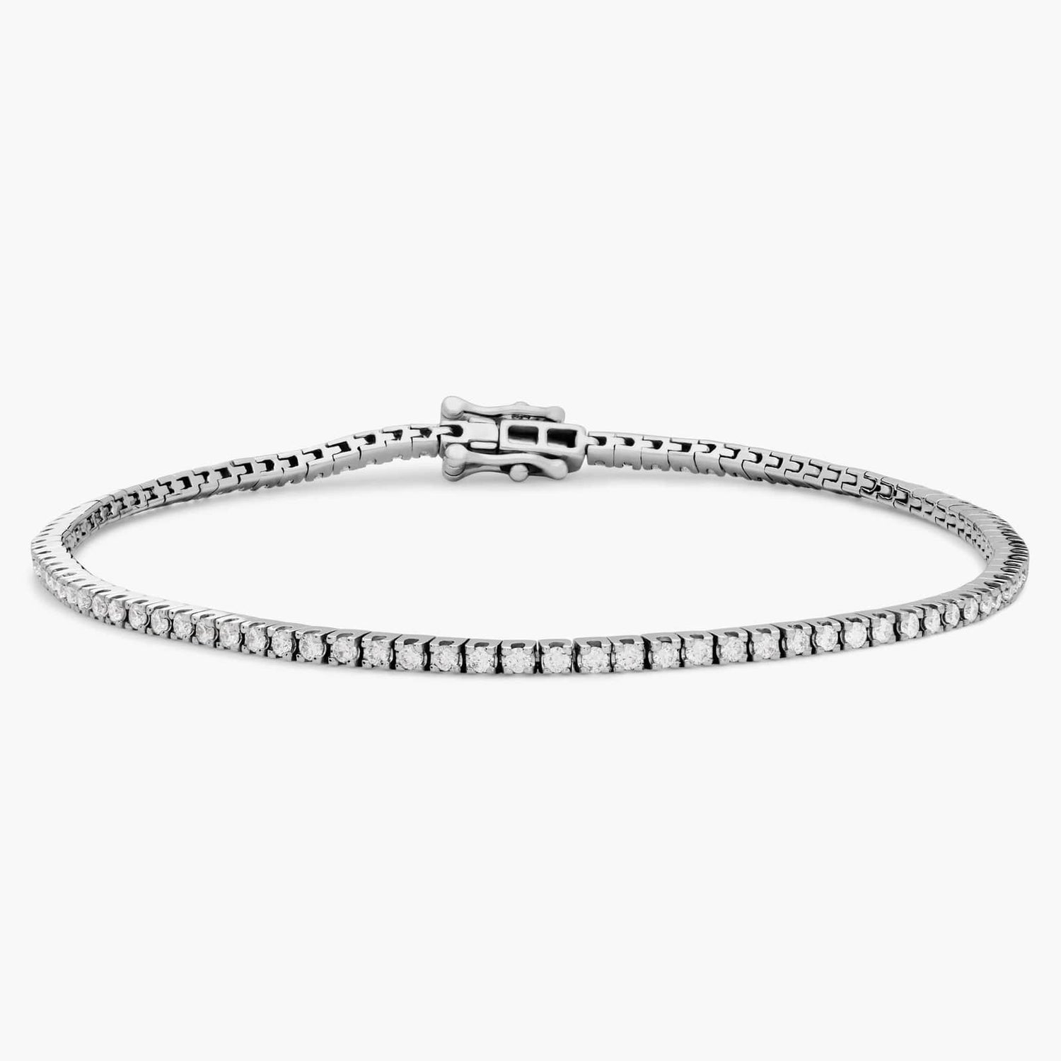 10 Karat White Gold Round Shape Lab Diamond Bracelet - 2 Carats